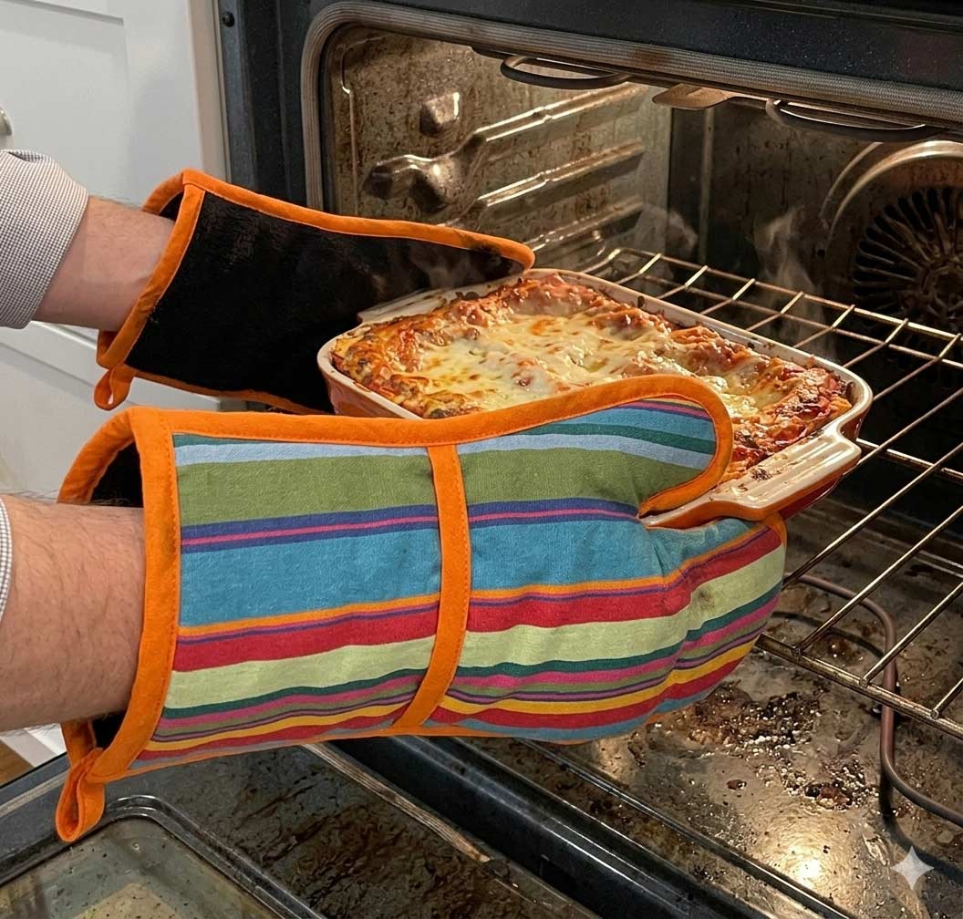 Vibrant Striped Double Oven Glove