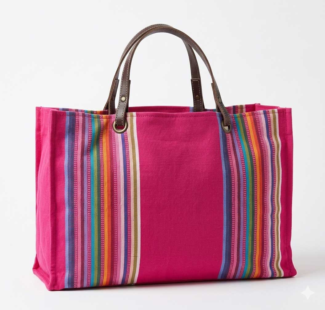 Backgammon Striped Canvas Tote
