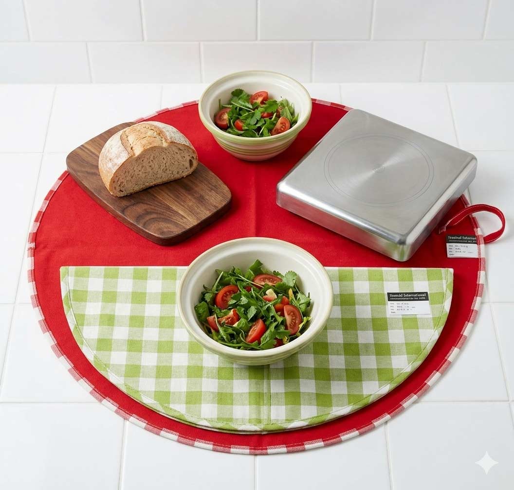Charming Gingham & Solid Reversible Round Placemat Set