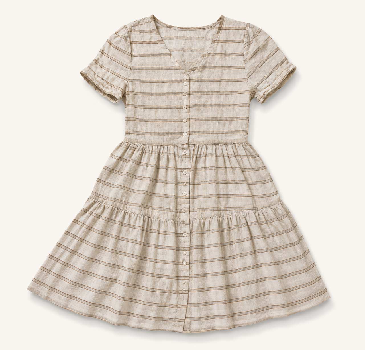 Vintage Stripe Tiered Cotton Dress